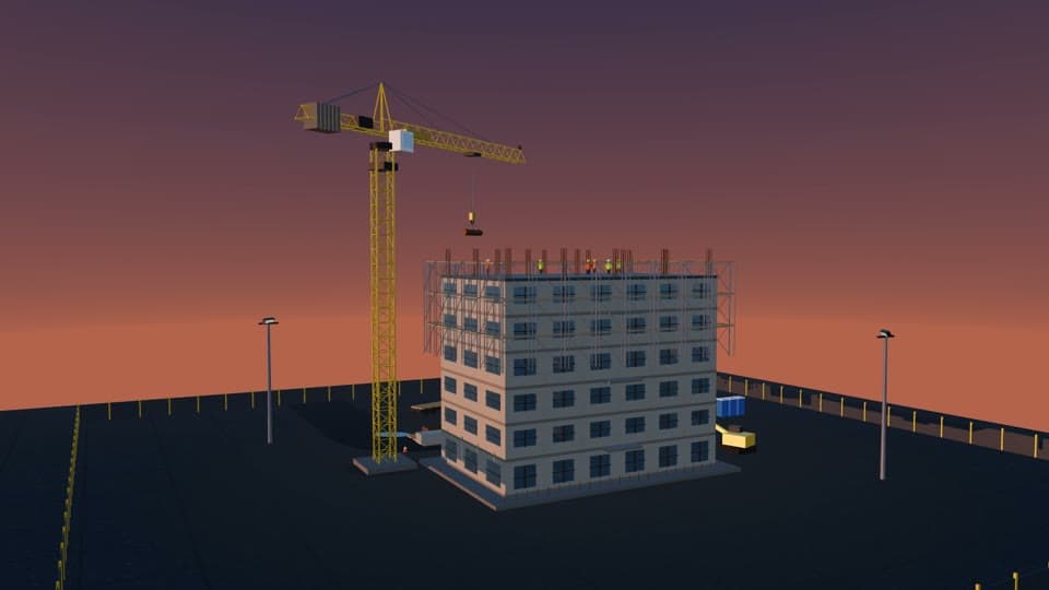 Crane C by Gemini 4 Argon: clean construction site scene